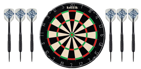 Keltik Ravencore Dartboard Set mit 2 Satz Steeldarts