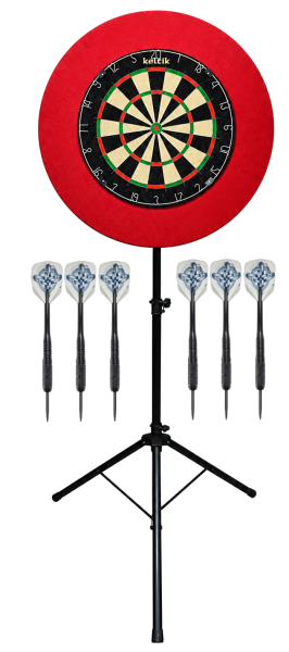 Keltik Steeldart Komplettset mit Dartboard, Ständer, Surround und Pfeilen