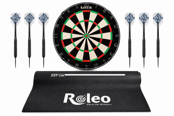 Keltik Steeldart Set mit Dartboard, Pfeilen und Dartmatte