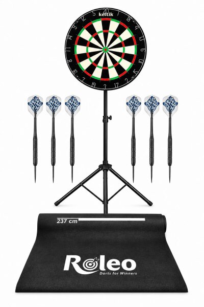 Keltik Steeldart Komplettset mit Board, Ständer, Matte & Pfeilen