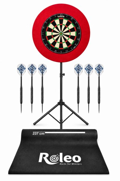Keltik Dart Komplettset: Profi Dartboard, Pfeile, Matte, Ring & Ständer
